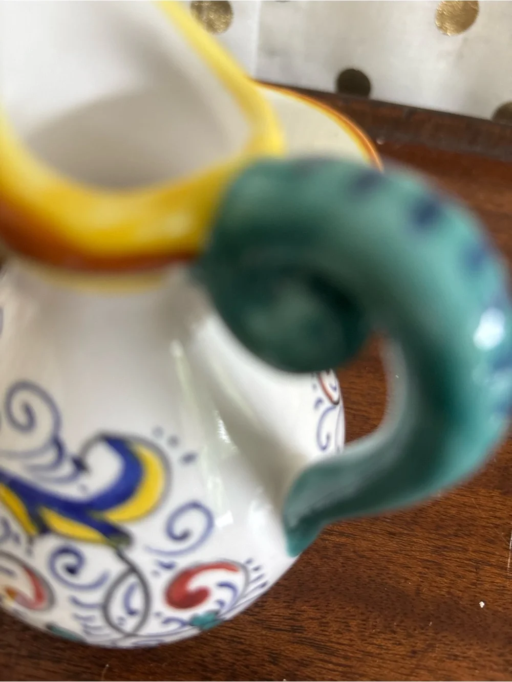 Ricco Deruta Italian Oil and Vinegar Cruet Set W Caddy Hand Painted Mediteranean